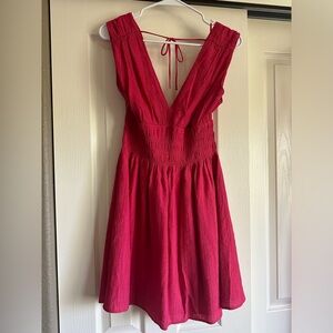 Abercrombie Smocked Plunge Crinkle Mini Dress